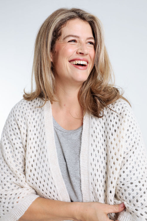 Lang, effen, opengewerkt vest in wol-Paprika-3