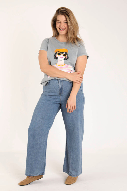 Dames T-shirt van katoen met print-Paprika-7