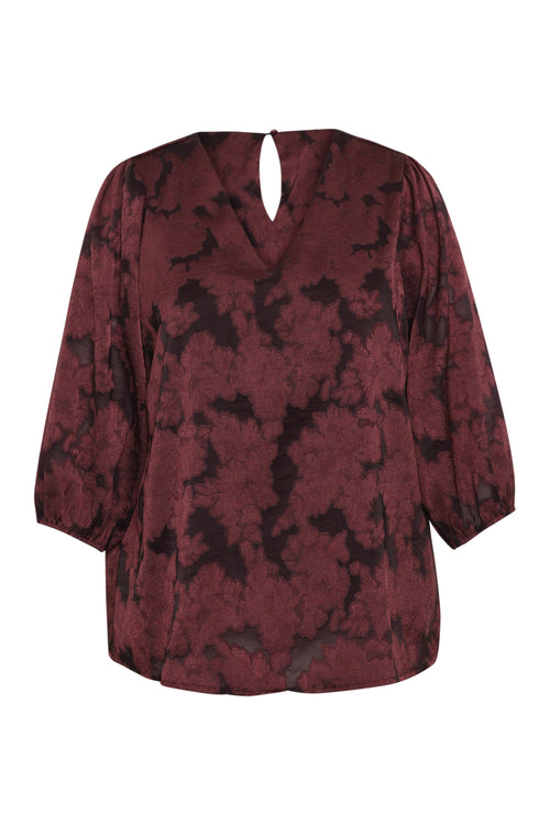 Blouse met kant effect en bloemenpatroon-Paprika-7