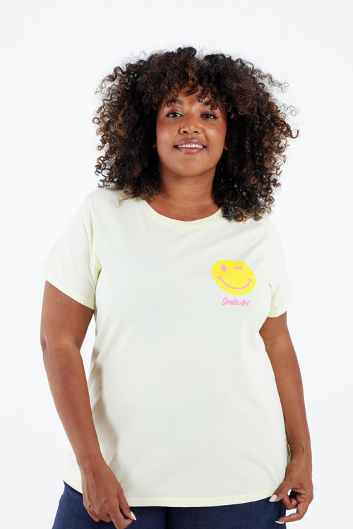 T-shirt en coton imprimé smile-Paprika-1