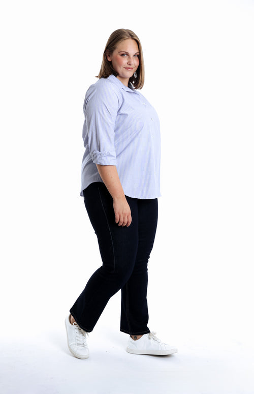 Chemise en popeline rayée et strass-Paprika-5
