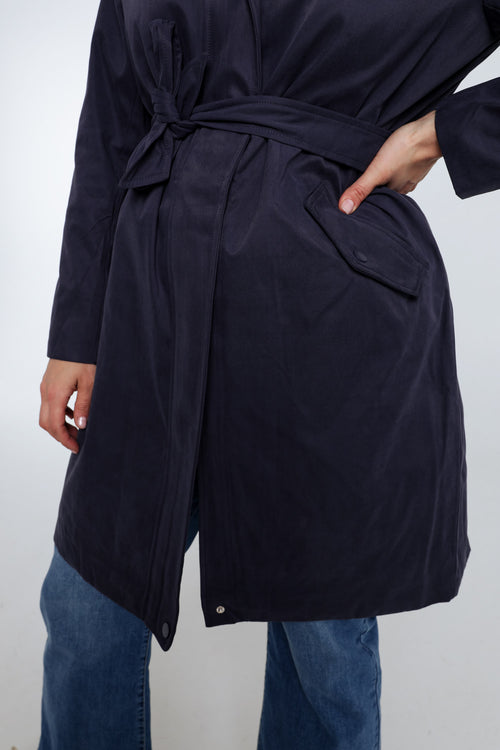 Effen mid-length trenchcoat met capuchon-Paprika-5