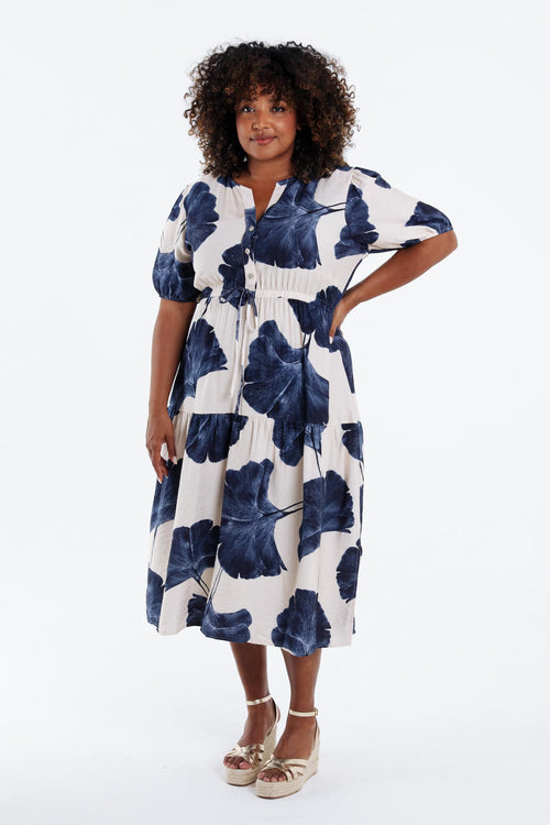 Robe longue en viscose imprimé feuillage-Paprika-9