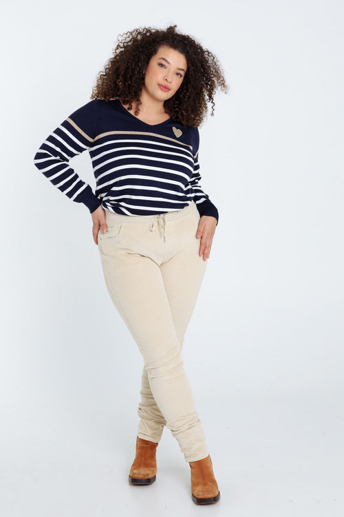 Jegging slim en velours-Paprika-7