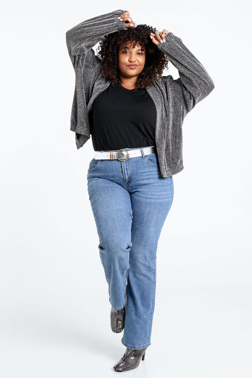 Korte, effen bomberjack met lurex-Paprika-9