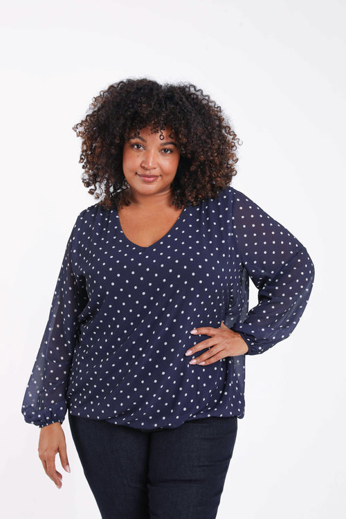 Blouse met stippenprint-Paprika-2