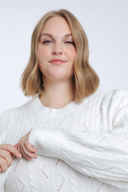 Pull torsades et perles uni-Paprika-4