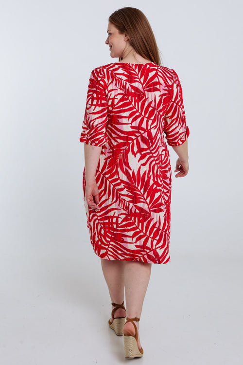 Robe en viscose imprimé feuillage-Paprika-2