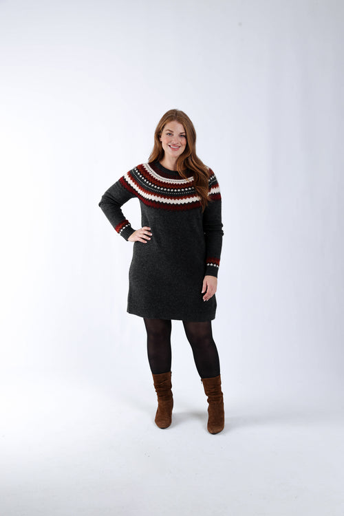 Jurk trui met jacquardmotief-Paprika-6