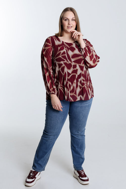 Geplooide blouse met grafische print-Paprika-9