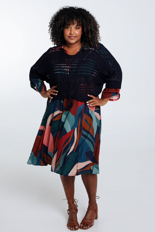 Pull filet rayé en viscose-Paprika-7