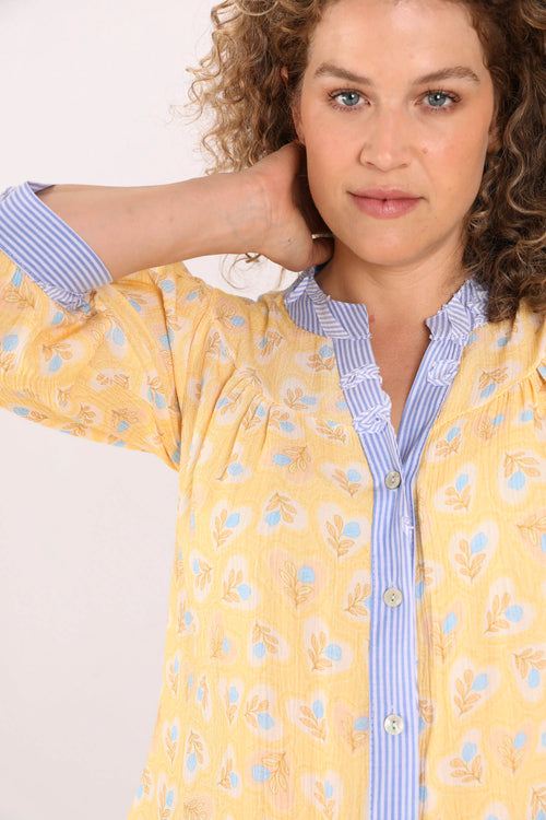 Blouse van viscose met bloemen- en streepdessin-Paprika-5