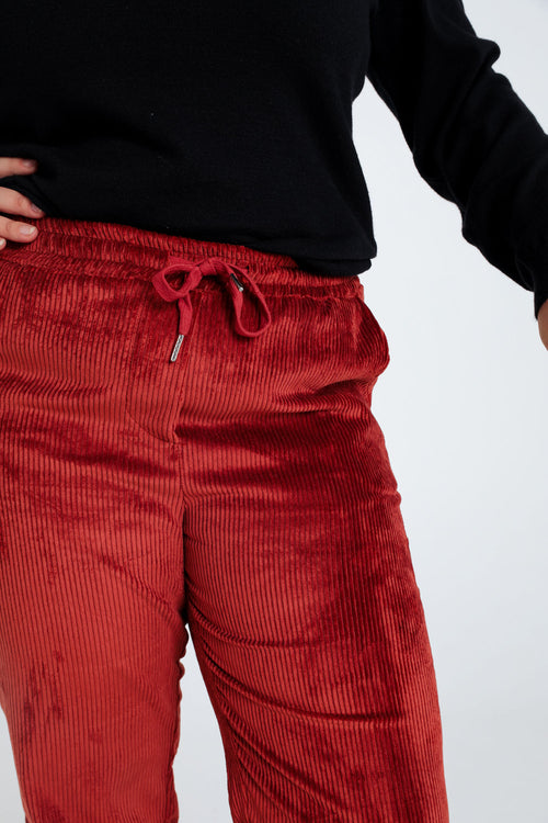 Pantalon chino uni en velours-Paprika-6