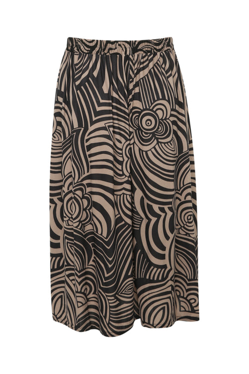 Halflange rok met grafisch motief en split-Paprika-11