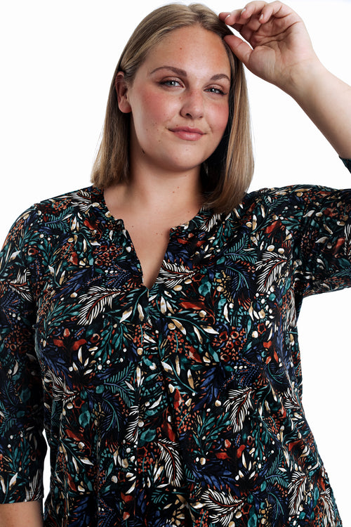 T-shirt met bladprint-Paprika-6