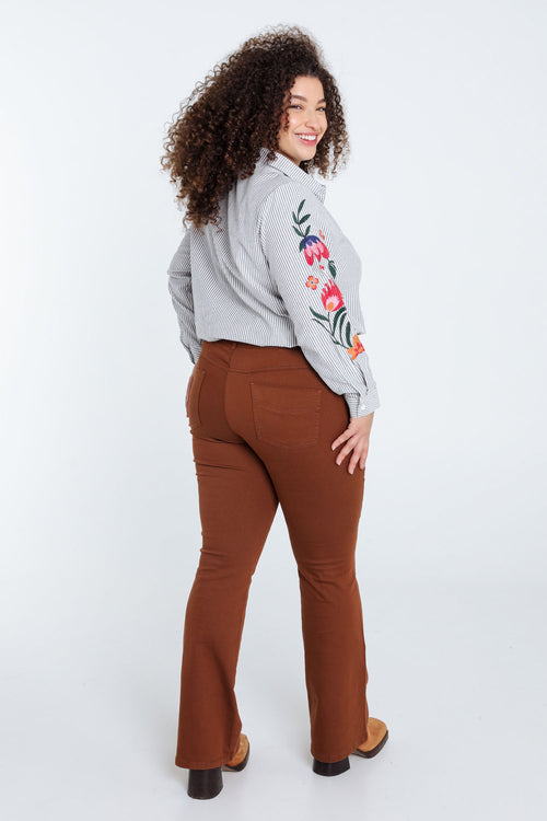 Pantalon uni en coton-Paprika-2