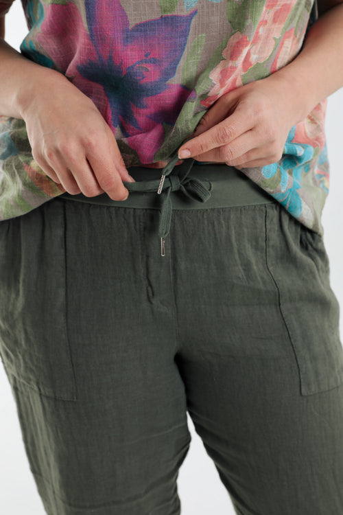 Effen linnen 7/8 broek-Paprika-5