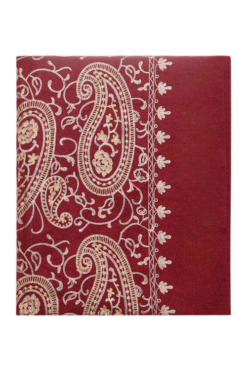 Geborduurde sjaal van viscose en wol-Paprika-2