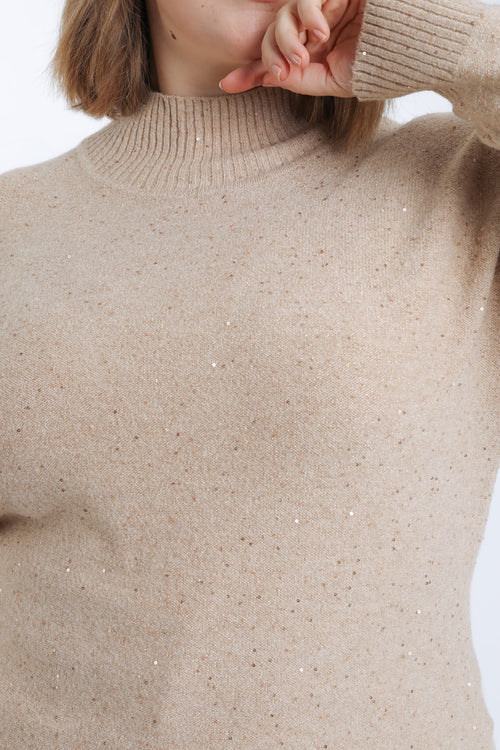 Pull col montant uni effet scintillant-Paprika-4