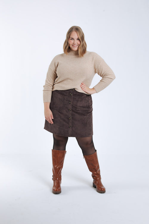 Pull col montant uni effet scintillant-Paprika-7