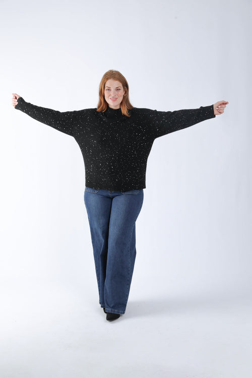 Pull col montant uni effet scintillant-Paprika-5