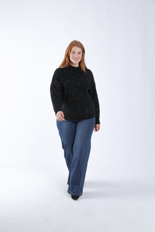 Pull col montant uni effet scintillant-Paprika-6