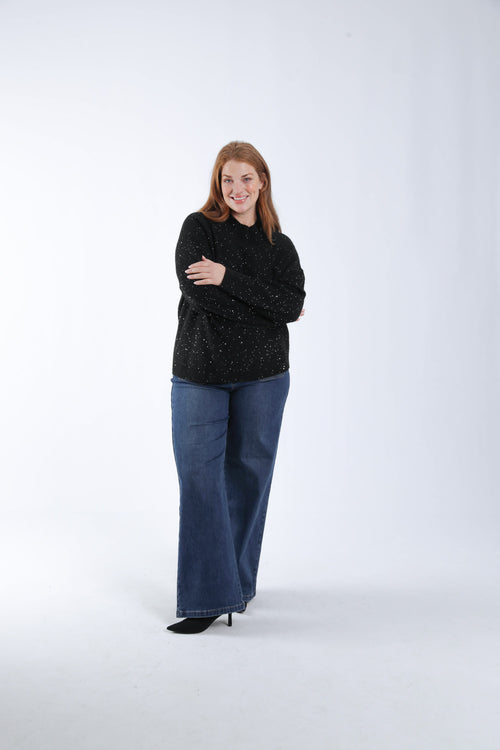 Pull col montant uni effet scintillant-Paprika-7