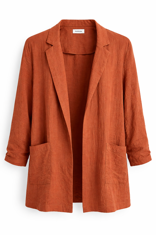 Blazer souple en viscose uni-Paprika-1