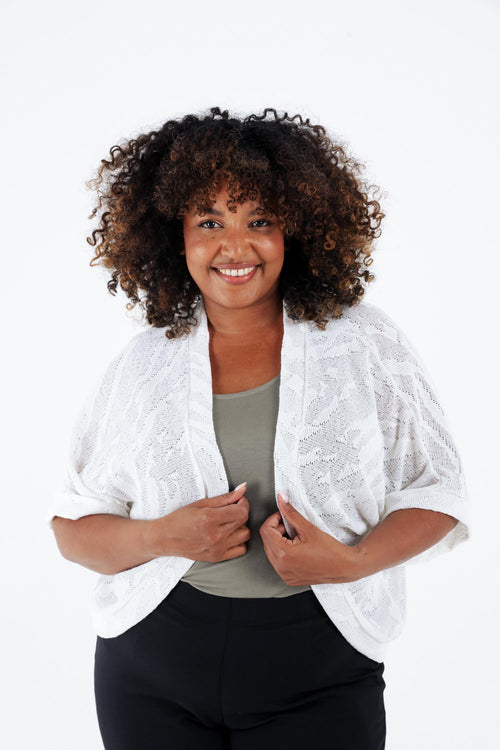 Cardigan uni en maille ajourée-Paprika-1