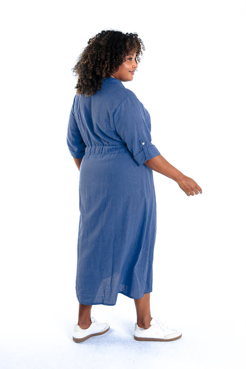 Robe en gaze de coton unie-Paprika-2