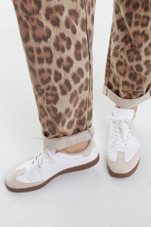 Pantalon en coton imprimé peau de bête-Paprika-5