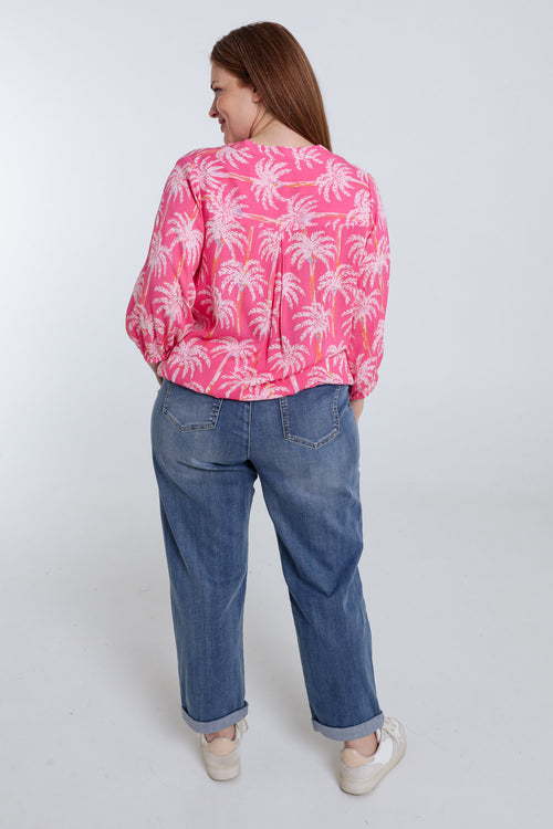 Blouse en viscose imprimé palmiers-Paprika-2
