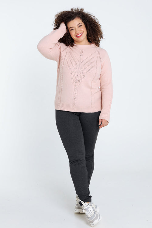 Effen trui met kabel- en strassdetails-Paprika-8