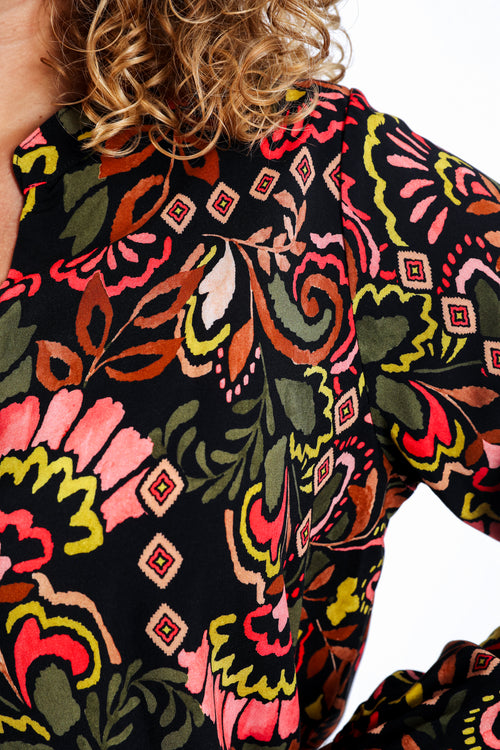 Blouse en viscose imprimé folk-Paprika-4