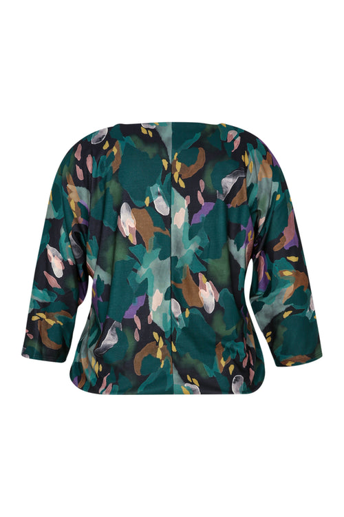 T-shirt met abstracte print en balbodem-Paprika-11