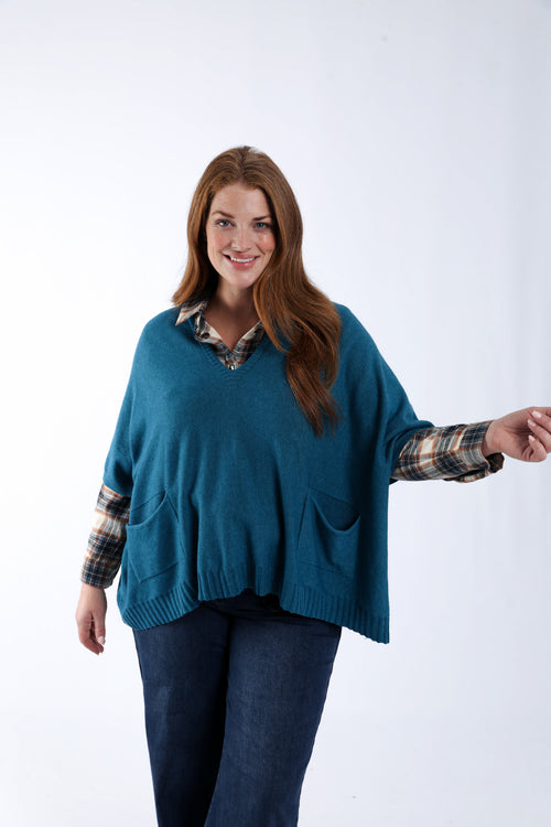 Pull court uni en viscose-Paprika-5