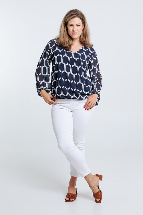 Blouse imprimé graphique-Paprika-9