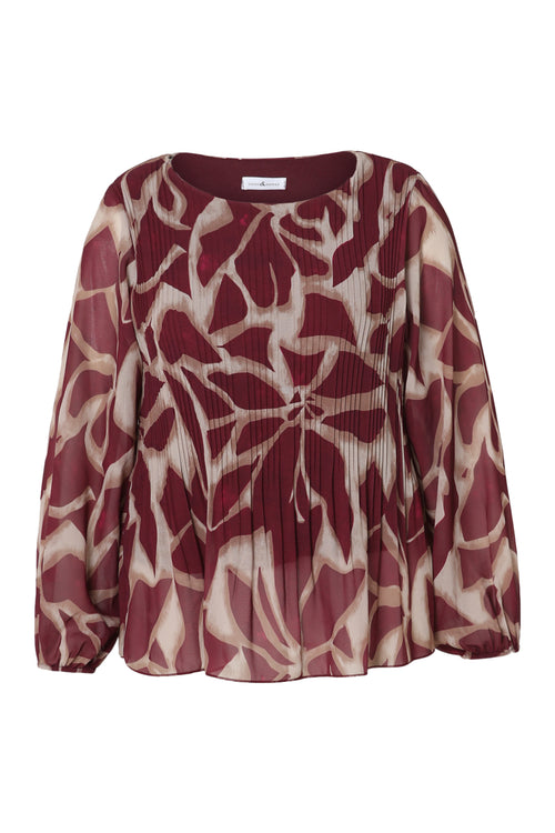 Geplooide blouse met grafische print-Paprika-10