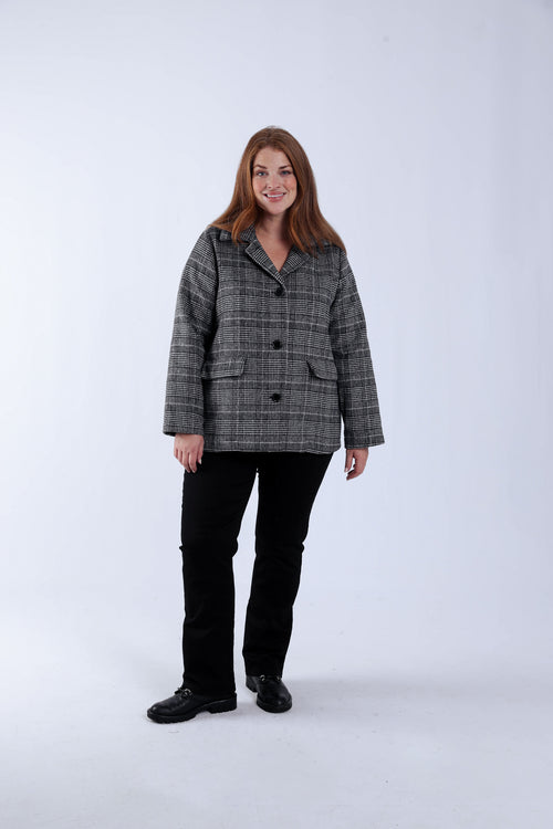 Manteau court à carreaux-Paprika-5