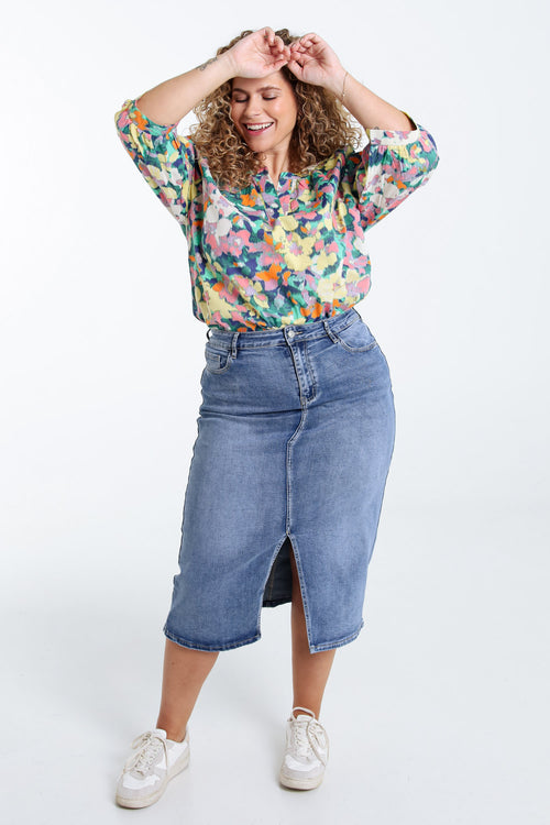Blouse en coton imprimé floral-Paprika-9