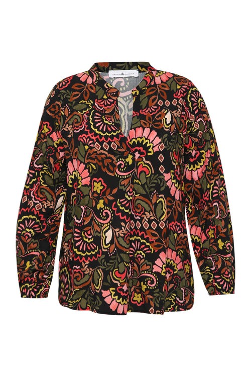 Blouse en viscose imprimé folk-Paprika-8