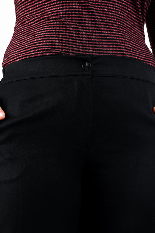Wijde broek met plooien, effen kleur-Paprika-4