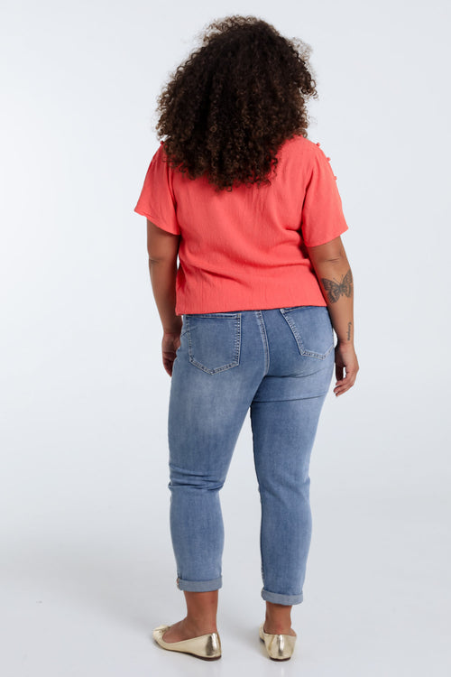 Blouse en viscose unie-Paprika-2