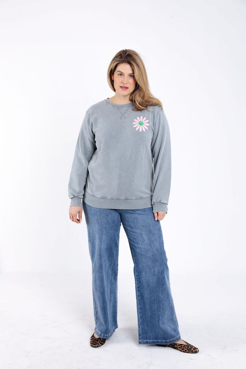 Katoenen sweater met bloemenprint-Paprika-8