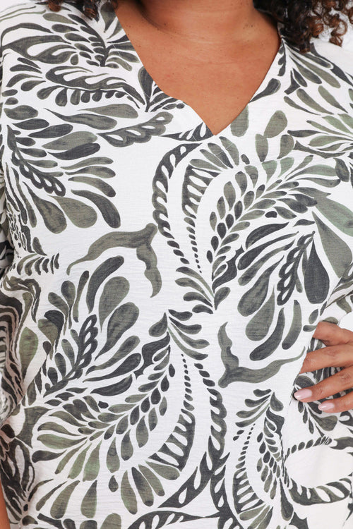Blouse en viscose imprimé cachemire bicolore-Paprika-4