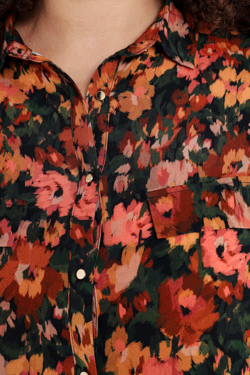 Hemd in viscose met motief van vage bloemen-Paprika-5