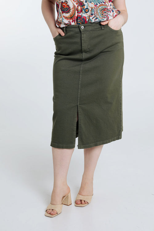 Jupe droite en coton-Paprika-2