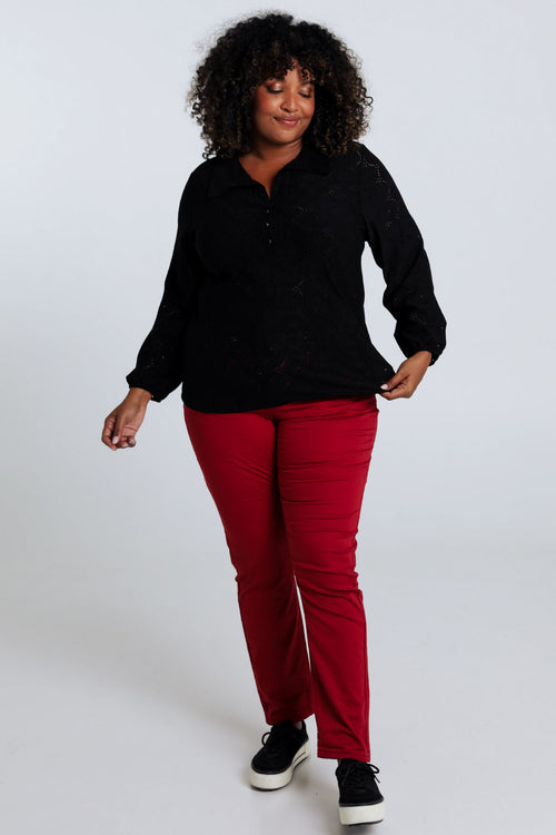 T-shirt uni ajouré-Paprika-7