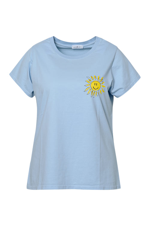 Effen katoenen T-shirt met zonnenprint-Paprika-1