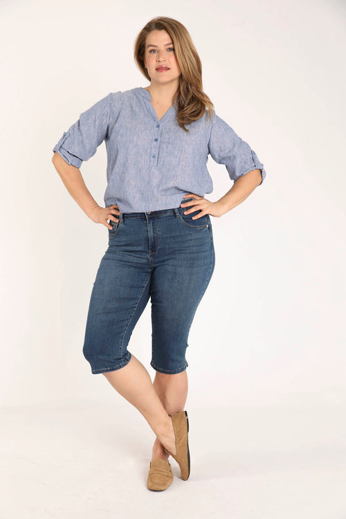 Jeans Louise corsaire met borduurdetail-Paprika-6